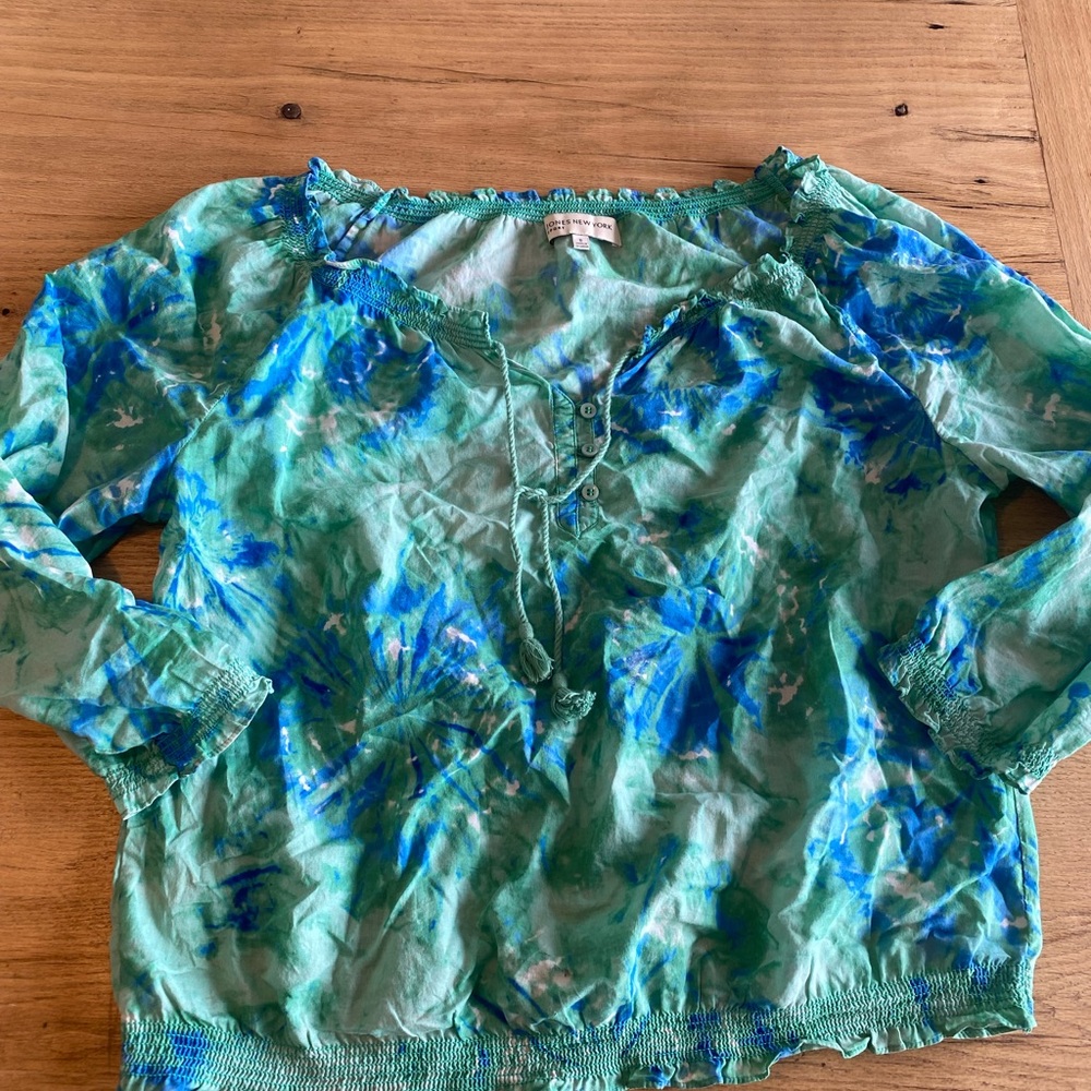 Jones New York Green and Blue Blouse Small‎ Women’s Preloved